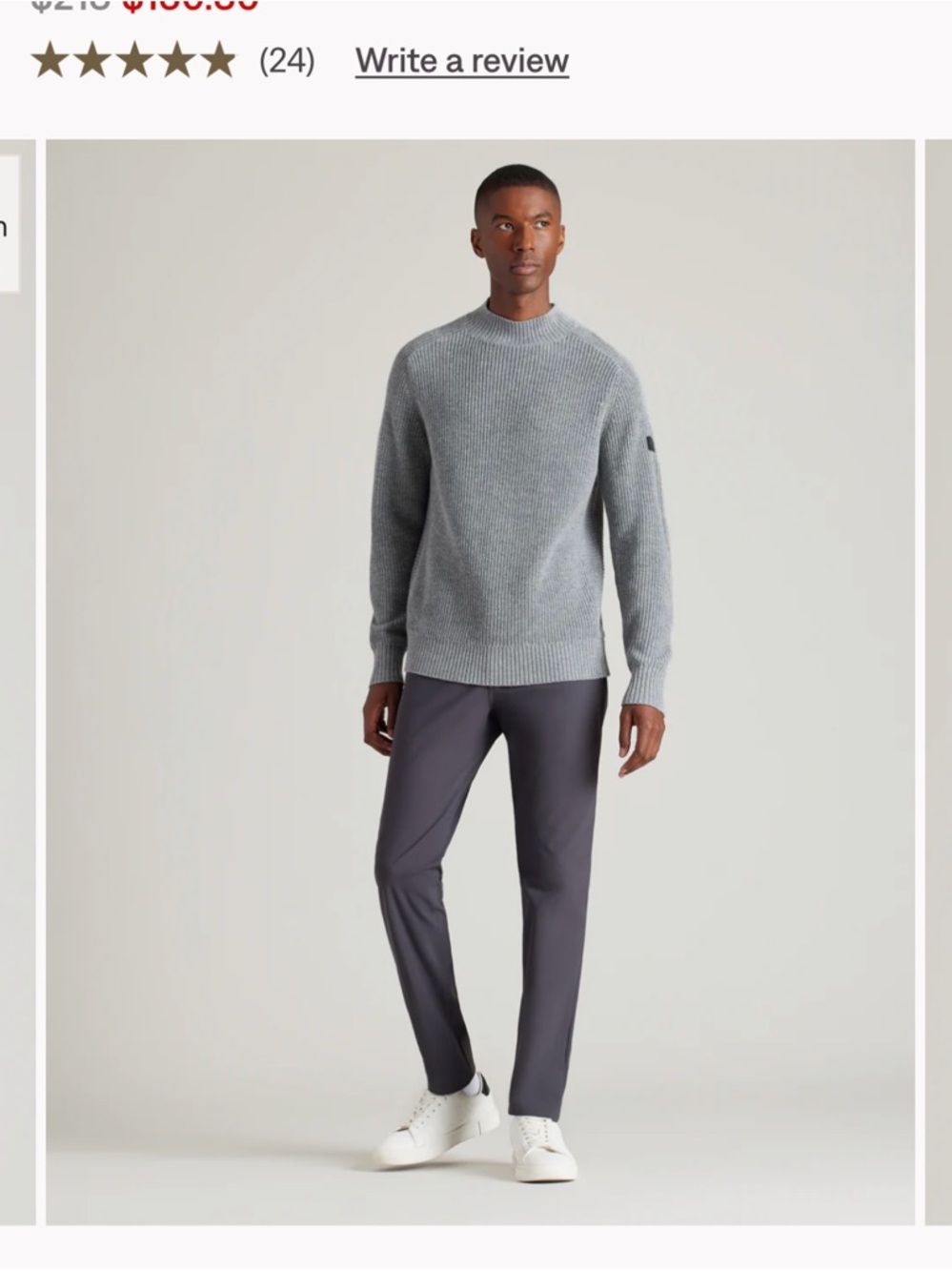 Rhône Men's Cashmere Blend Mockneck Sweater- Khaki